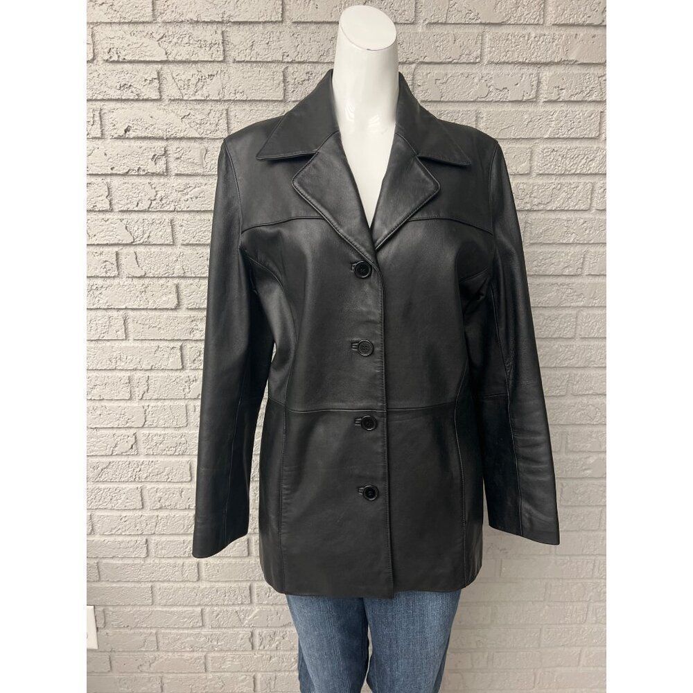 Franklin Allen Women’s Black Long Sleeve Leather Jacket Size M
